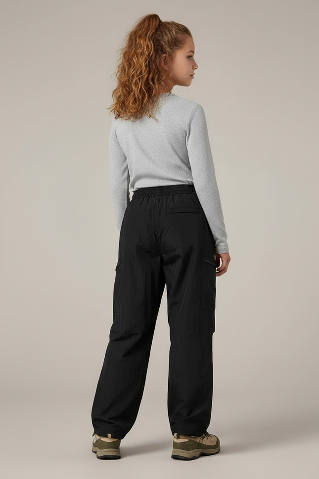 Pantalon Randonnée Noir Cargo Ample Nylon Enfant - Polyester - vue 2