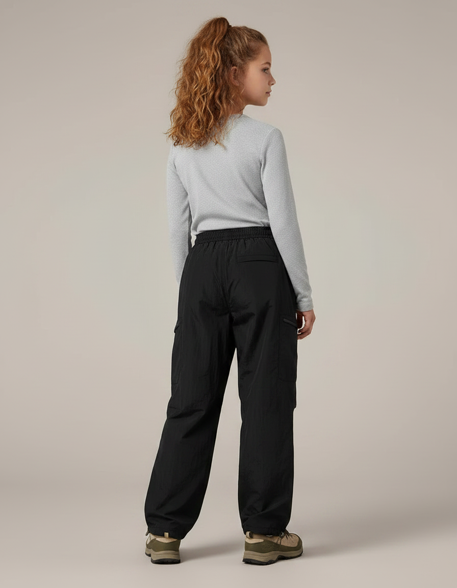 Pantalon Randonnée Noir Cargo Ample Nylon Enfant - Polyester - vue 2