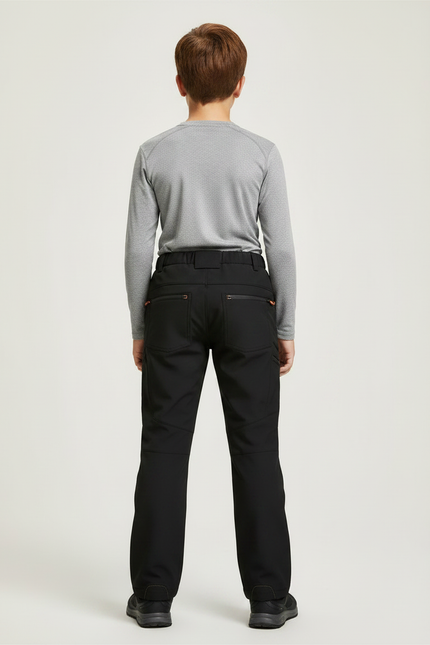 Pantalon Randonnée Noir Enfant Imperméable Confortable Élastiqué - Polyester - vue 2