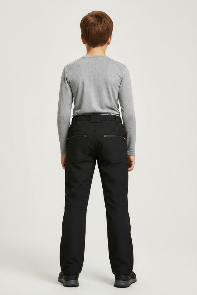 Pantalon Randonnée Noir Enfant Imperméable Confortable Élastiqué - Polyester - vue 2