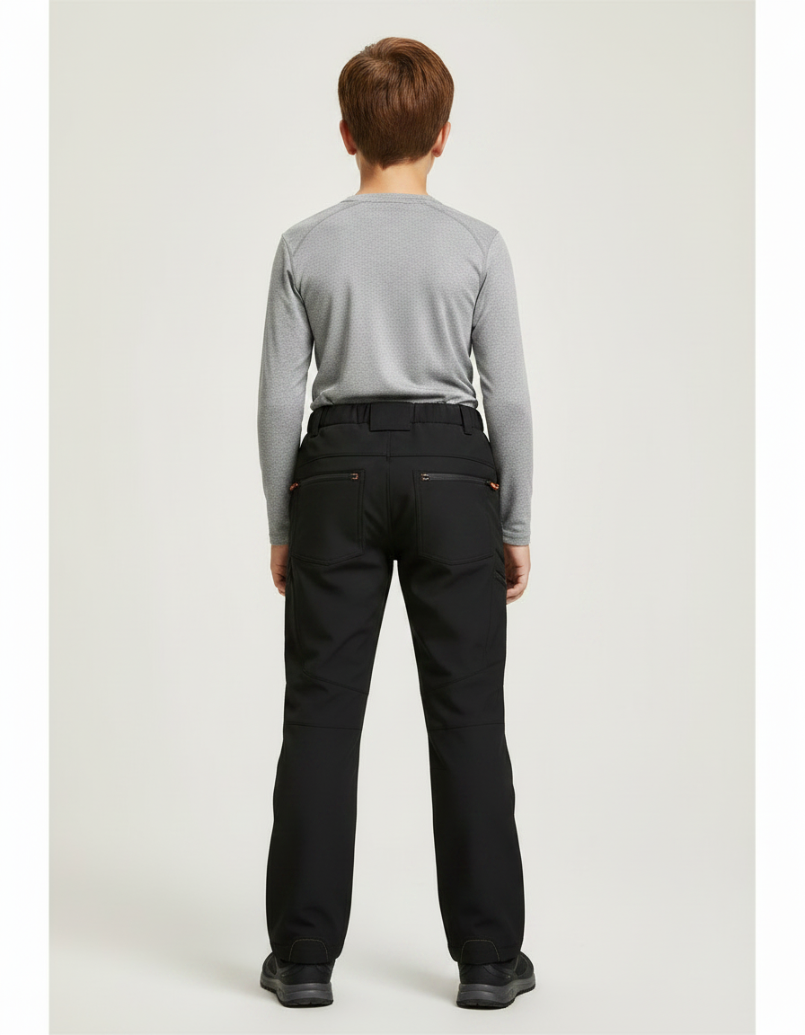 Pantalon Randonnée Noir Enfant Imperméable Confortable Élastiqué - Polyester - vue 2
