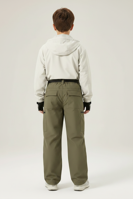 Pantalon Randonnée Kaki Ample Cargo Imperméable Enfant - Polyester - vue 2