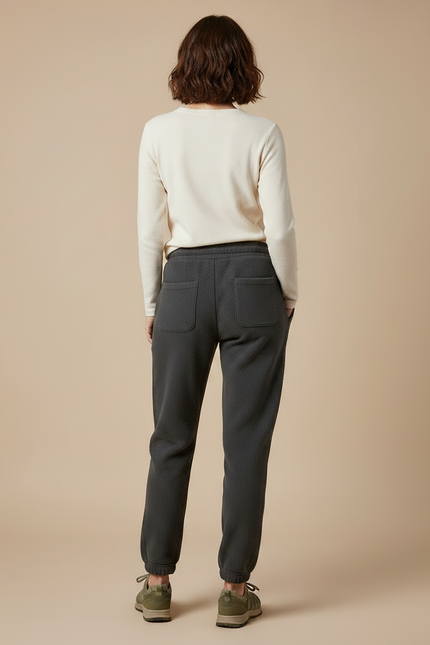 Pantalon Randonnée Gris Matelassé Molleton Doux Cordon Femme - vue 2