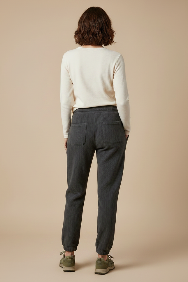Pantalon Randonnée Gris Matelassé Molleton Doux Cordon Femme - vue 2