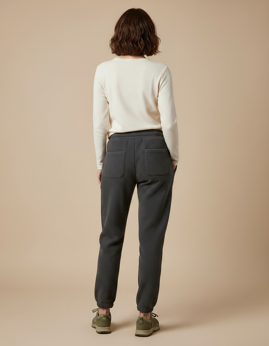 Pantalon Randonnée Gris Matelassé Molleton Doux Cordon Femme - vue 2