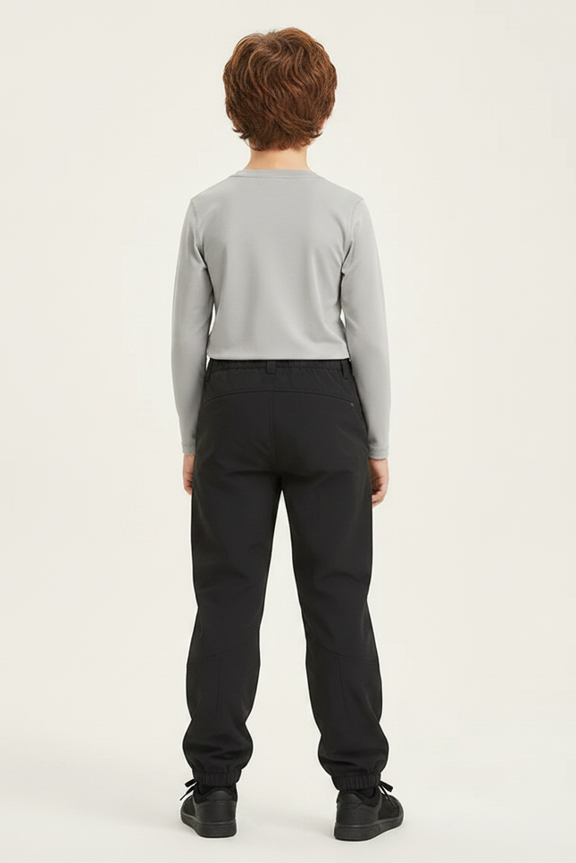 Pantalon Randonnée Noir Enfant Imperméable Fonctionnel Confortable - Polyester - vue 2