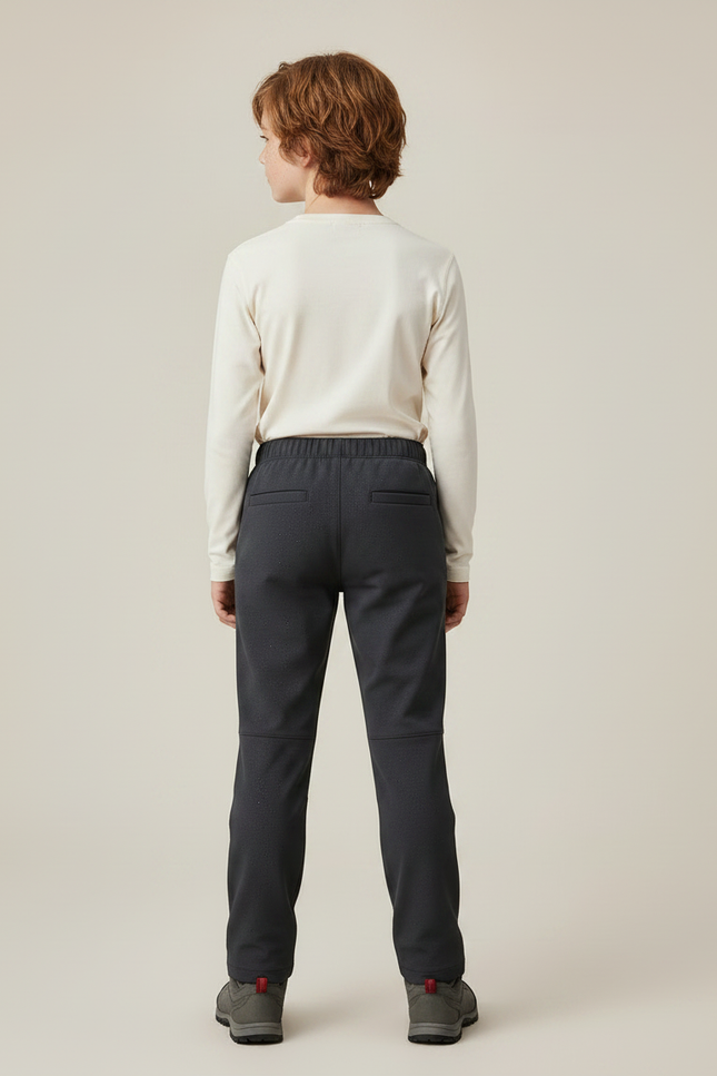 Pantalon Randonnée Enfant Gris Imperméable Élastique Doublé Polaire - Polyester - vue 2