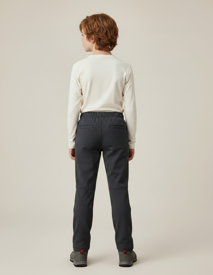 Pantalon Randonnée Enfant Gris Imperméable Élastique Doublé Polaire - Polyester - vue 2