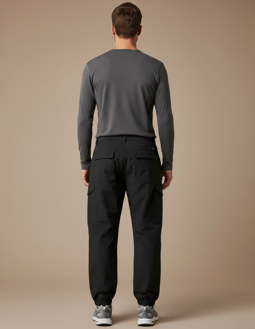 Pantalon Randonnée Noir Cargo Ample Élastiqué Homme - Polyester - vue 2