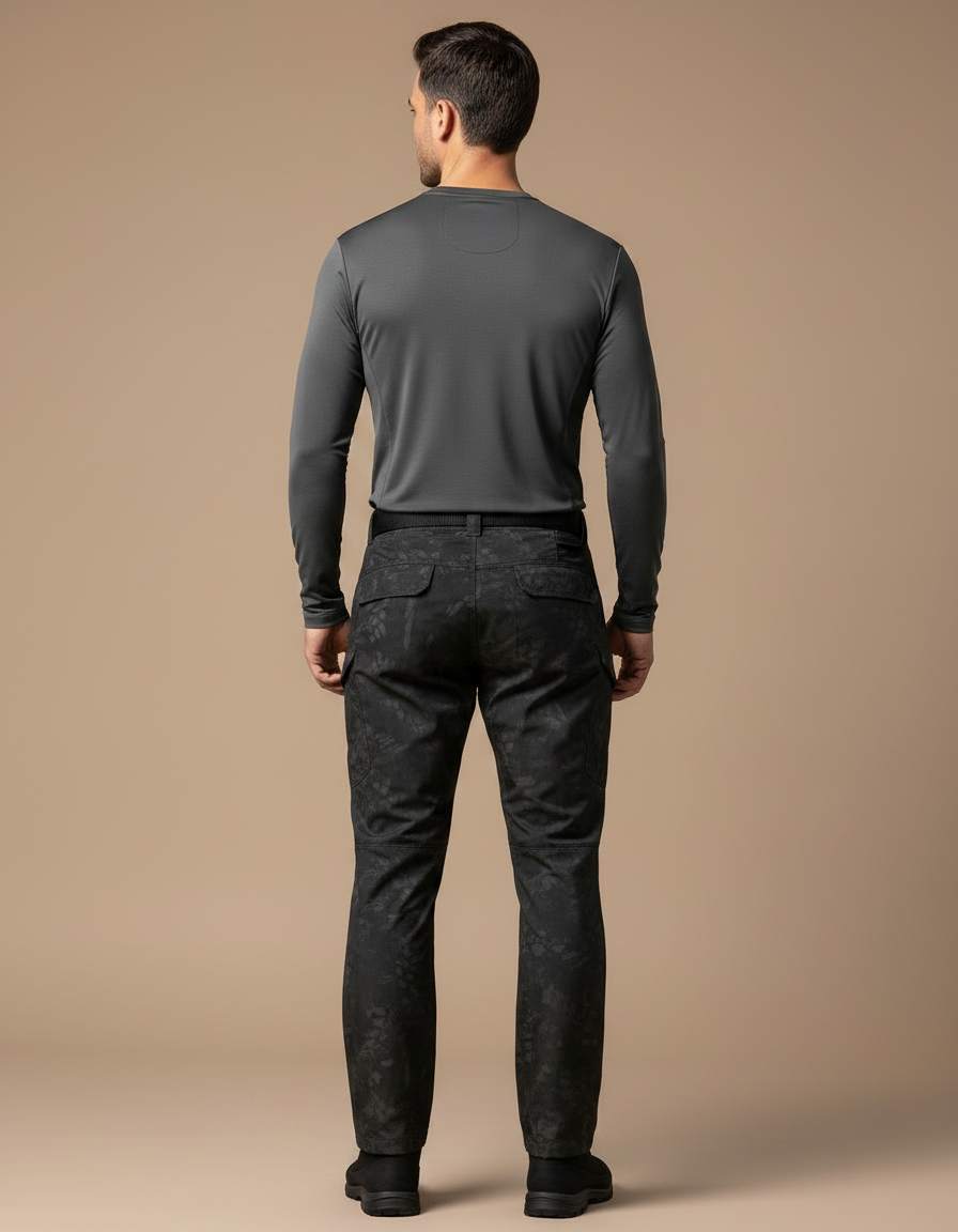 Pantalon Randonnée Noir Camouflage Multi-Poches Homme - Polyester - vue 2