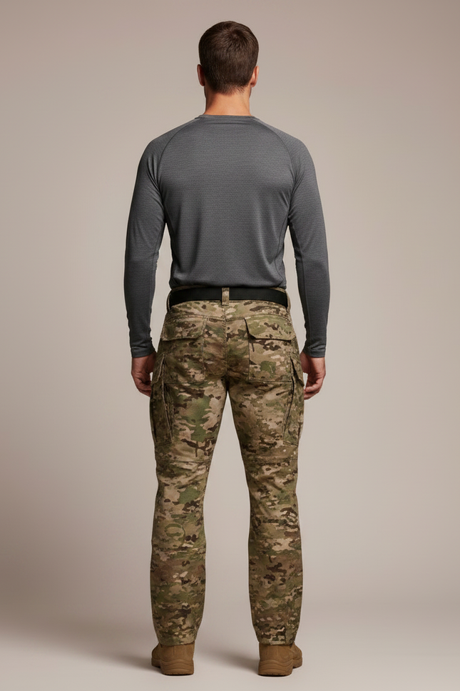 Pantalon Randonnée Camouflage Militaire Multi-Poches Tactique Homme - Multicolore Toile - vue 2