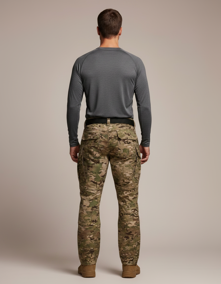 Pantalon Randonnée Camouflage Militaire Multi-Poches Tactique Homme - Multicolore Toile - vue 2
