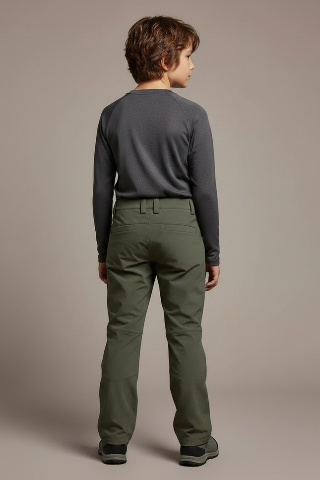 Pantalon Randonnée Vert Enfant Coupe Droite Confortable - Kaki Polyester - vue 2