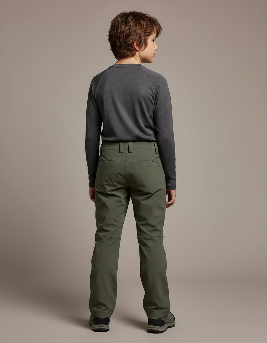 Pantalon Randonnée Vert Enfant Coupe Droite Confortable - Kaki Polyester - vue 2
