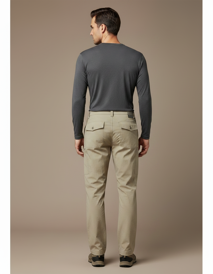 Pantalon Randonnée Beige Cargo Multi-Poches Léger Homme - Polyester - vue 2