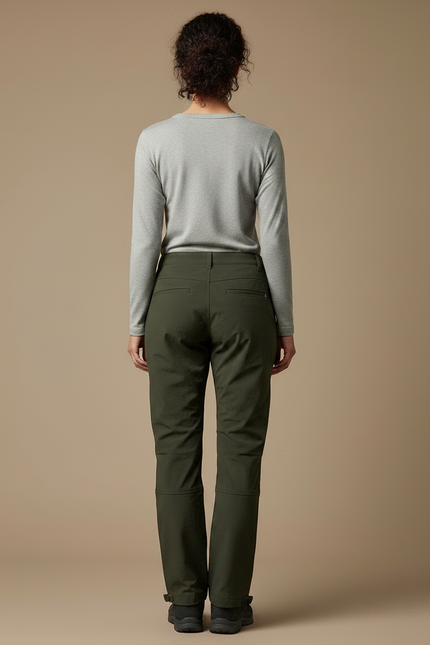 Pantalon Randonnée Femme Vert Militaire Cargo Coupe Droite - Kaki Polyester - vue 2