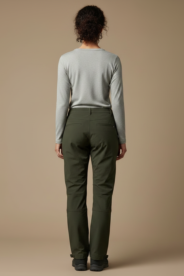 Pantalon Randonnée Femme Vert Militaire Cargo Coupe Droite - Kaki Polyester - vue 2