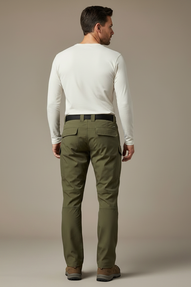 Pantalon Randonnée Cargo Vert Militaire Multi-Poches Homme - Kaki Polyester - vue 2