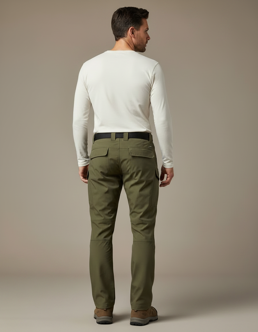Pantalon Randonnée Cargo Vert Militaire Multi-Poches Homme - Kaki Polyester - vue 2