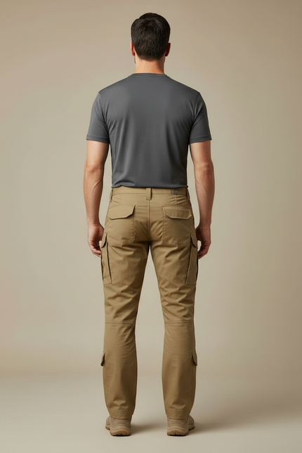 Pantalon Randonnée Kaki Homme Cargo Renforcé Tactique - Toile - vue 2