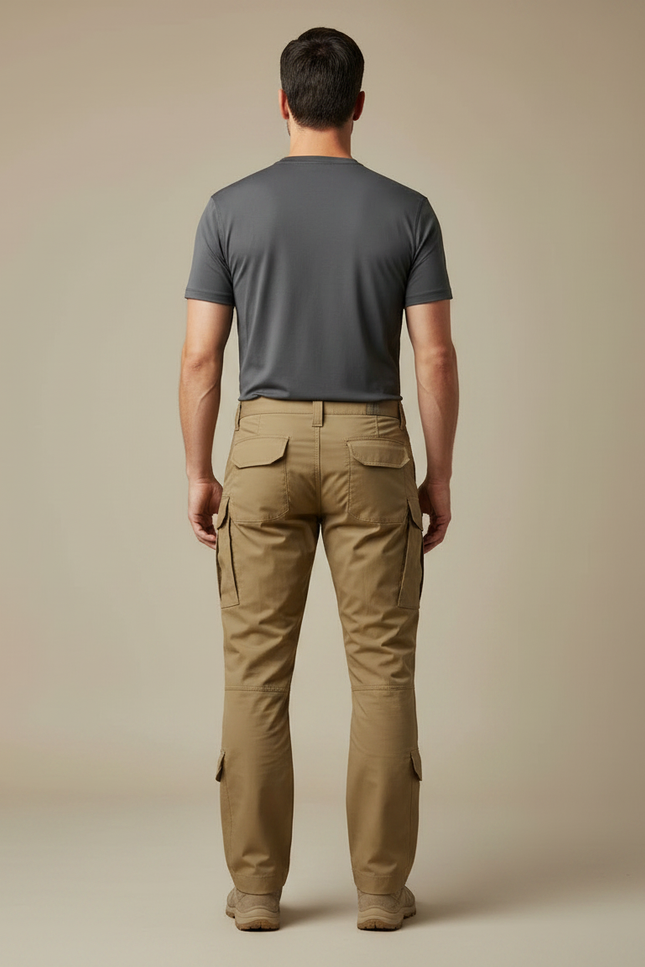Pantalon Randonnée Kaki Homme Cargo Renforcé Tactique - Toile - vue 2