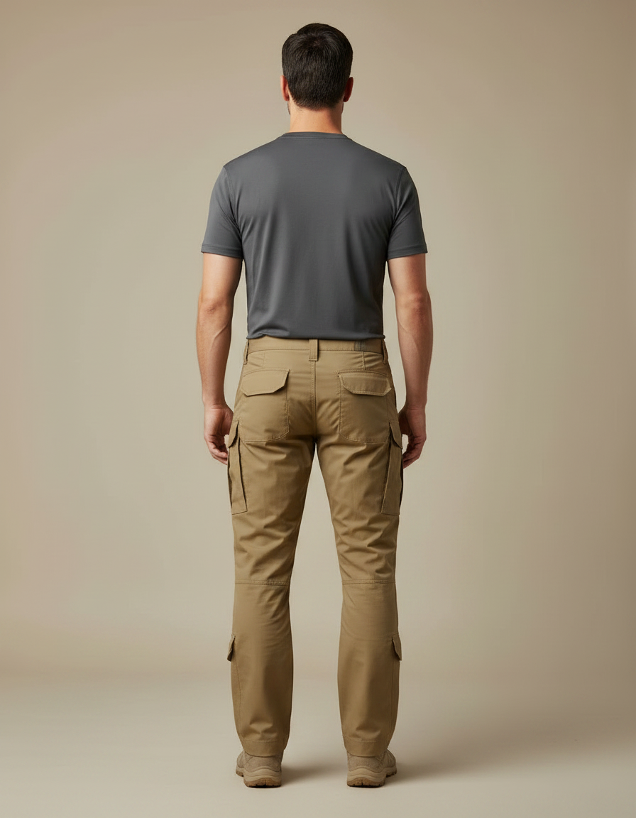 Pantalon Randonnée Kaki Homme Cargo Renforcé Tactique - Toile - vue 2