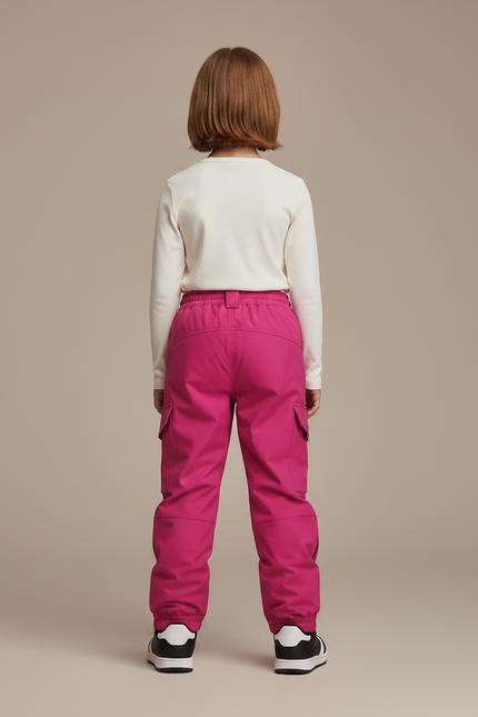 Pantalon Randonnée Rose Cargo Ample Imperméable Fille - Polyester - vue 2
