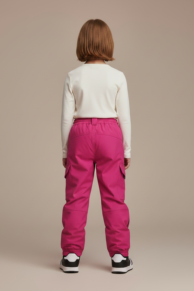 Pantalon Randonnée Rose Cargo Ample Imperméable Fille - Polyester - vue 2