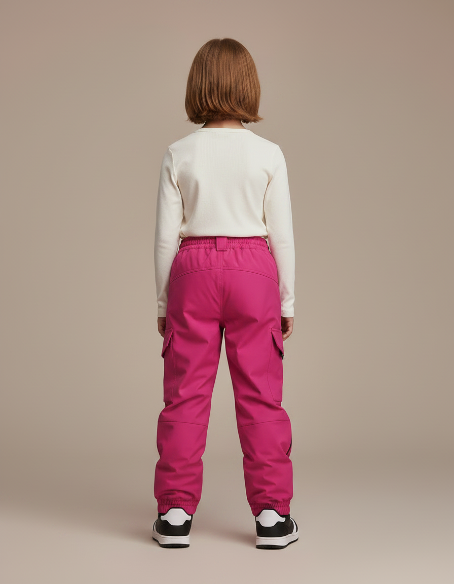 Pantalon Randonnée Rose Cargo Ample Imperméable Fille - Polyester - vue 2