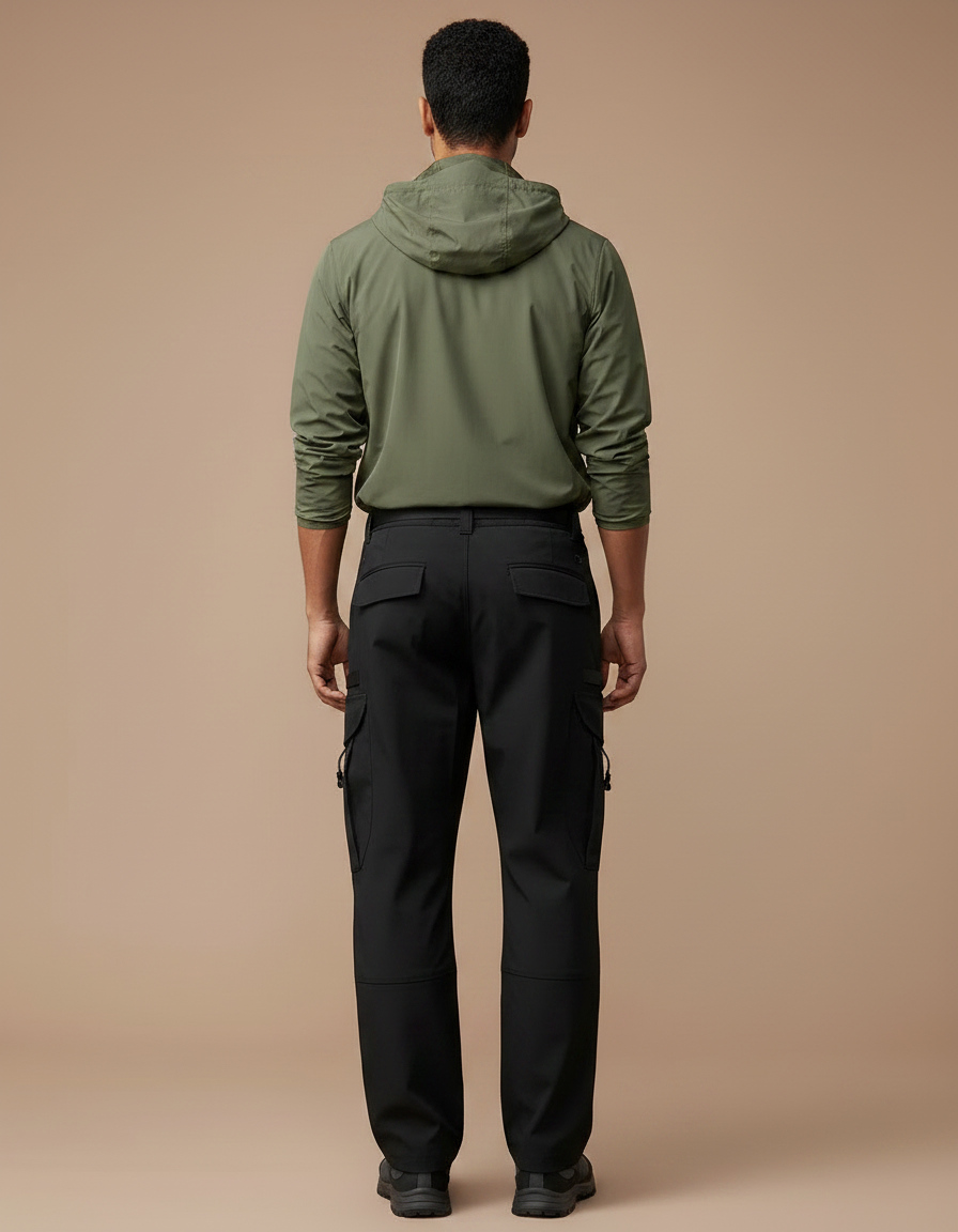 Pantalon Randonnée Noir Cargo Multi-Poches Homme Léger - Polyester - vue 2