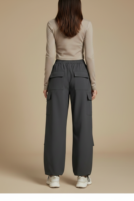 Pantalon Randonnée Gris Cargo Ample Femme Décontracté - Polyester - vue 2