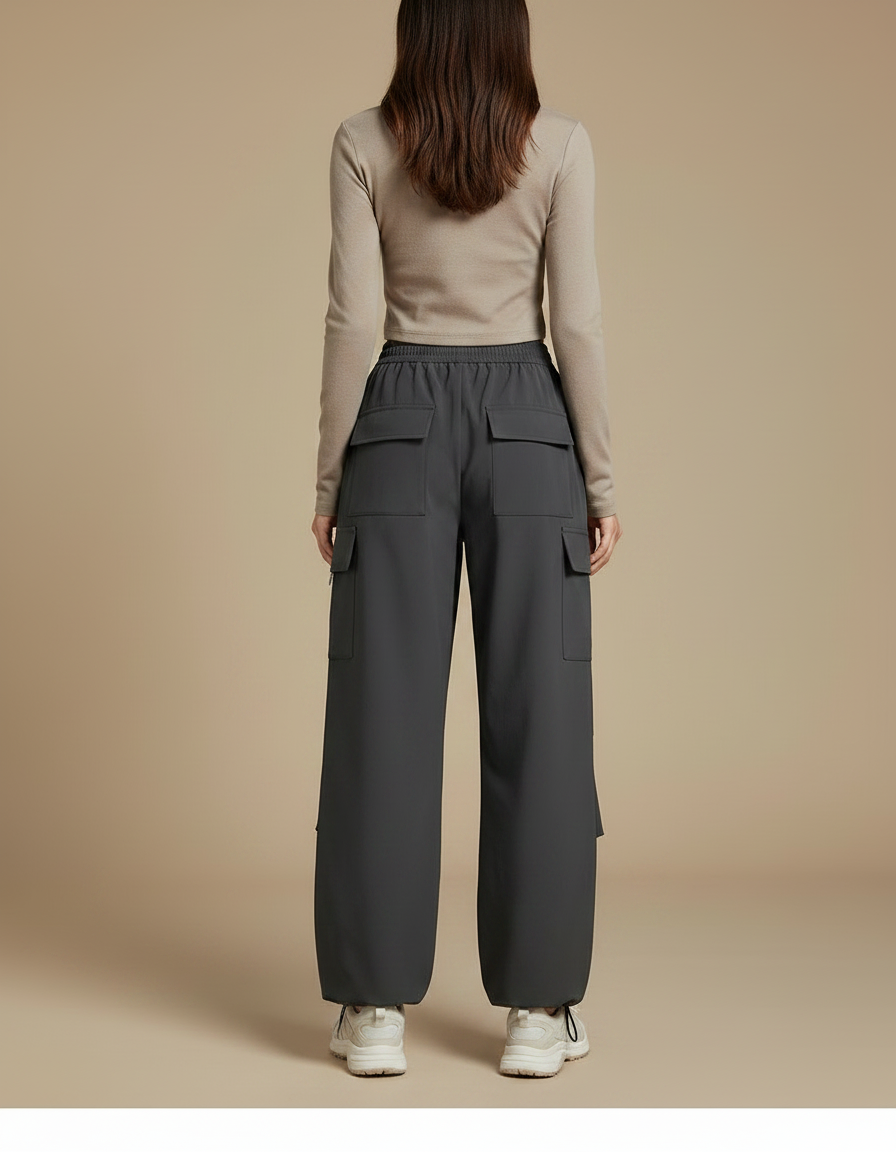 Pantalon Randonnée Gris Cargo Ample Femme Décontracté - Polyester - vue 2
