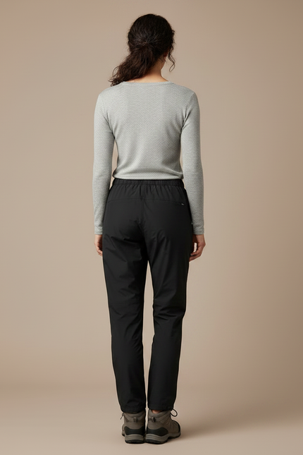 Pantalon Randonnée Noir Imperméable Coupe Droite Femme - Polyester - vue 2