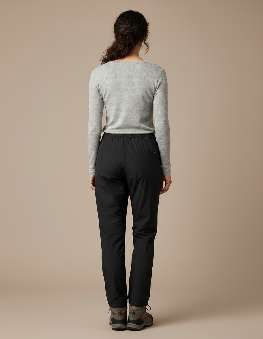 Pantalon Randonnée Noir Imperméable Coupe Droite Femme - Polyester - vue 2