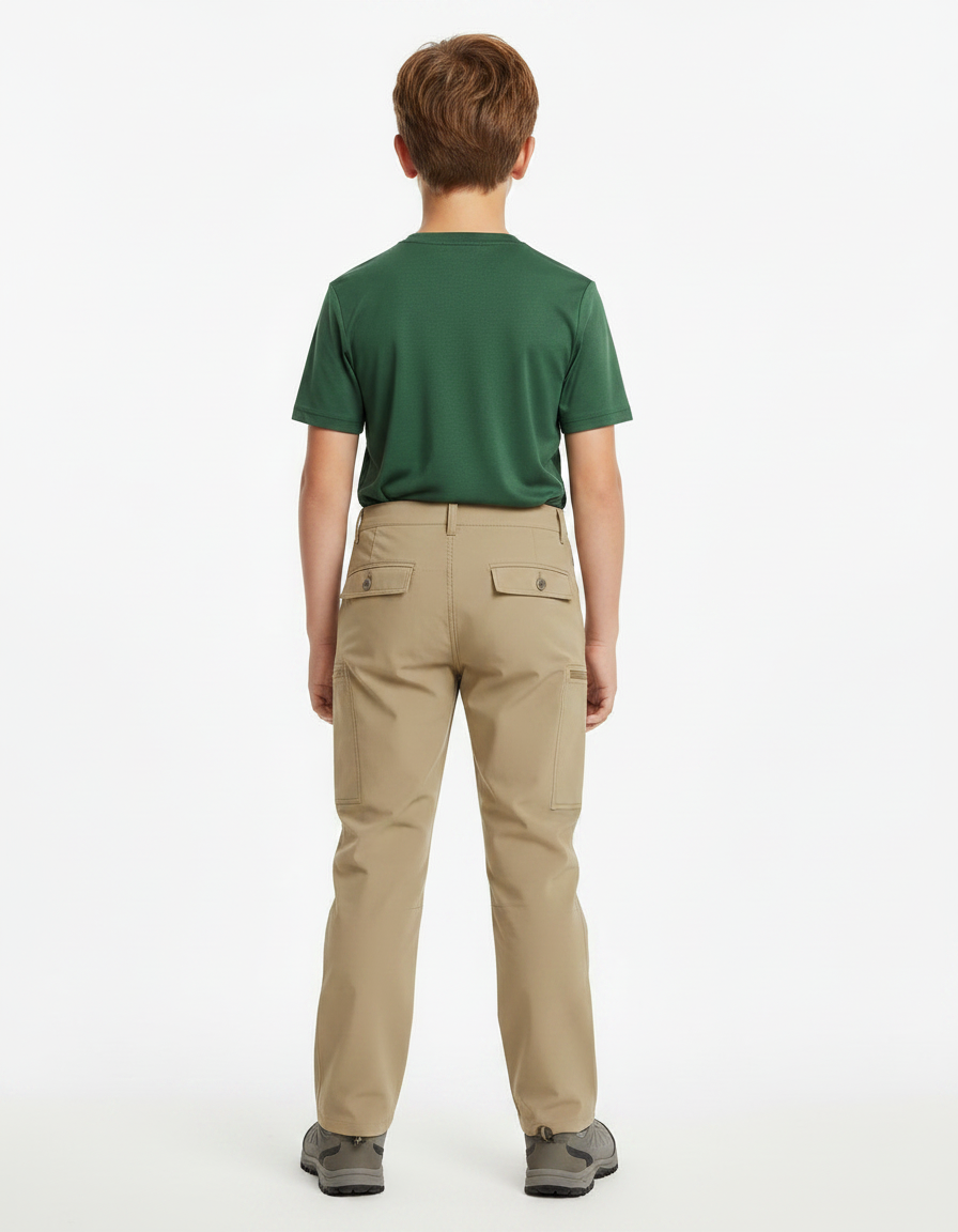 Pantalon Randonnée Beige Cargo Léger Enfant Polyvalent - Polyester - vue 2