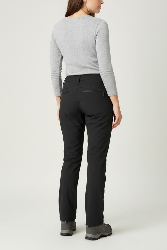 Pantalon Randonnée Noir Femme Droit Multipoches Stretch - Polyester - vue 2