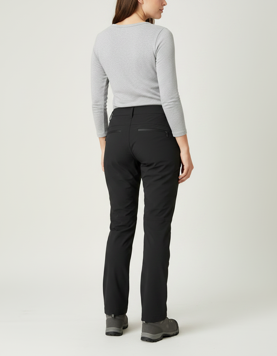 Pantalon Randonnée Noir Femme Droit Multipoches Stretch - Polyester - vue 2