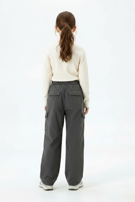 Pantalon Randonnée Gris Cargo Ample Enfant Nylon - Polyester - vue 2