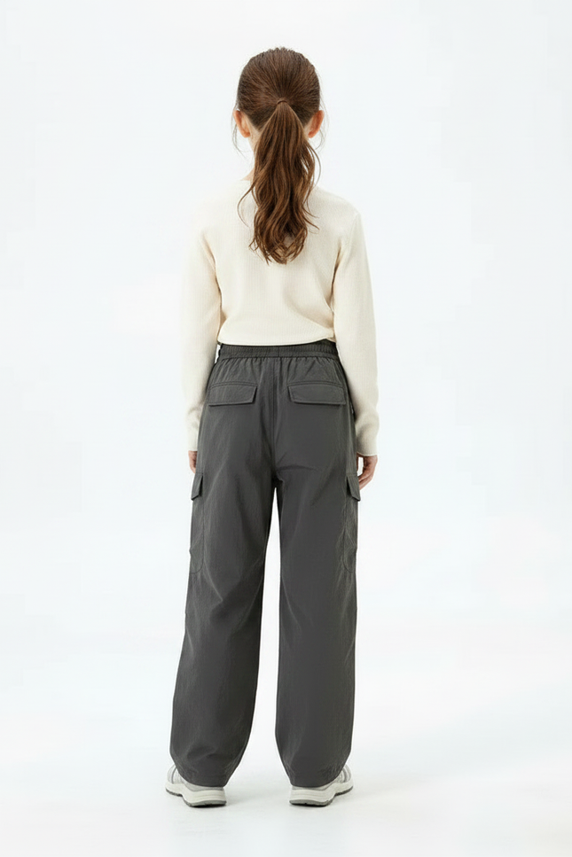 Pantalon Randonnée Gris Cargo Ample Enfant Nylon - Polyester - vue 2