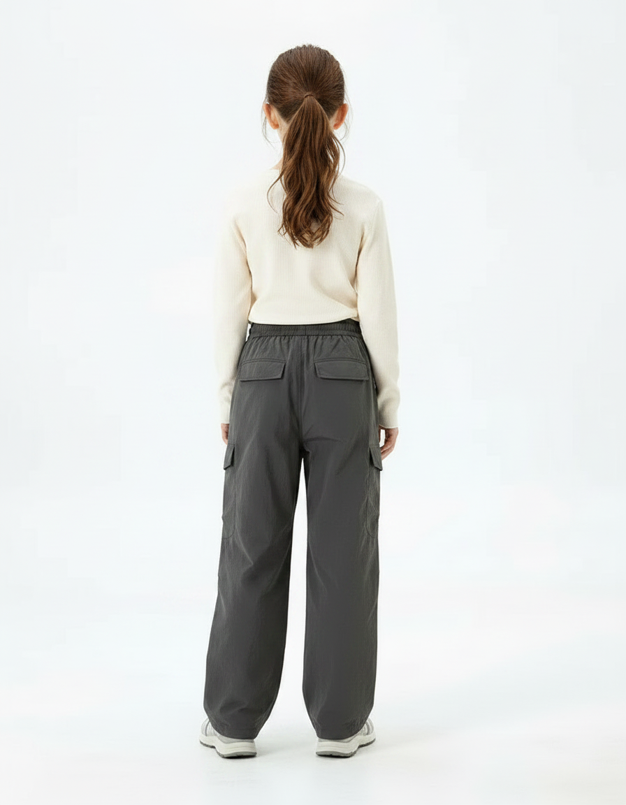 Pantalon Randonnée Gris Cargo Ample Enfant Nylon - Polyester - vue 2