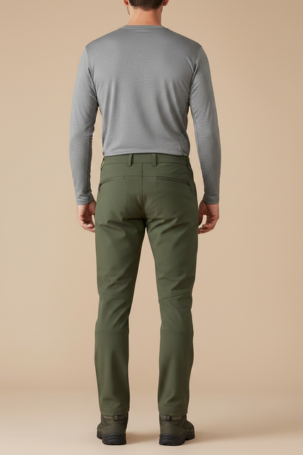 Pantalon Randonnée Homme Vert Kaki Softshell Chaud - Polyester - vue 2