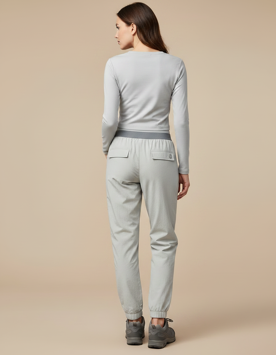 Pantalon Randonnée Cargo Femme - Gris Polyester - vue 2
