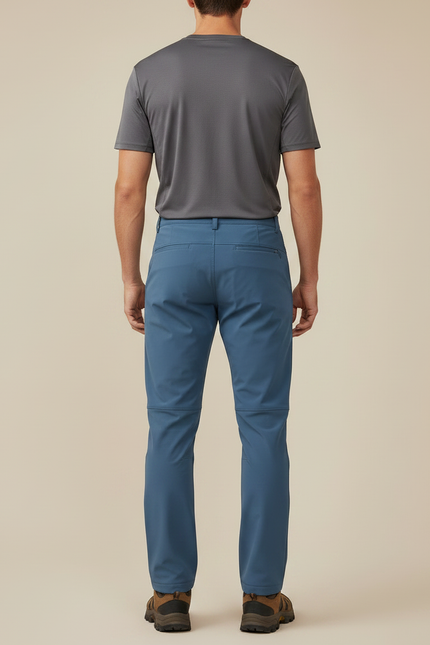 Pantalon Randonnée Bleu Marine Coupe Droite Zippé - Polyester - vue 2