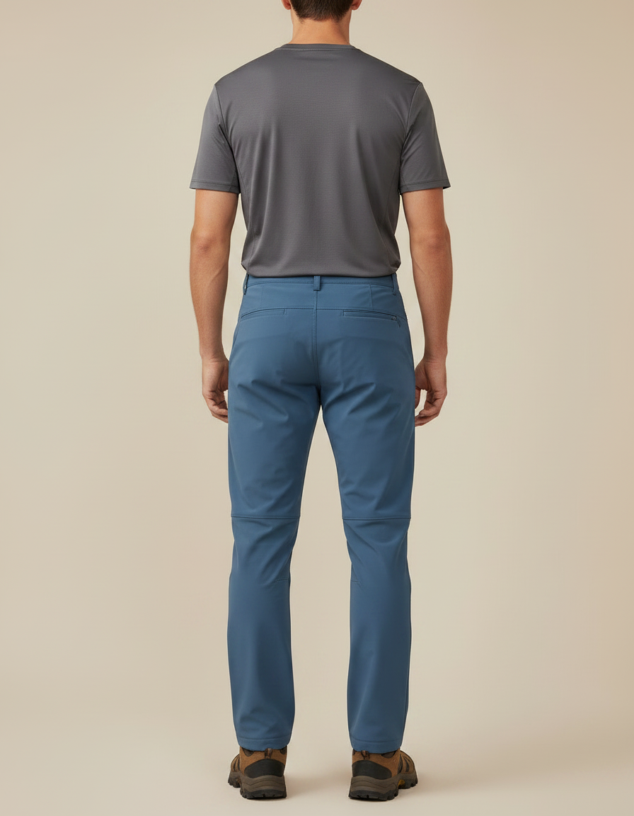 Pantalon Randonnée Bleu Marine Coupe Droite Zippé - Polyester - vue 2