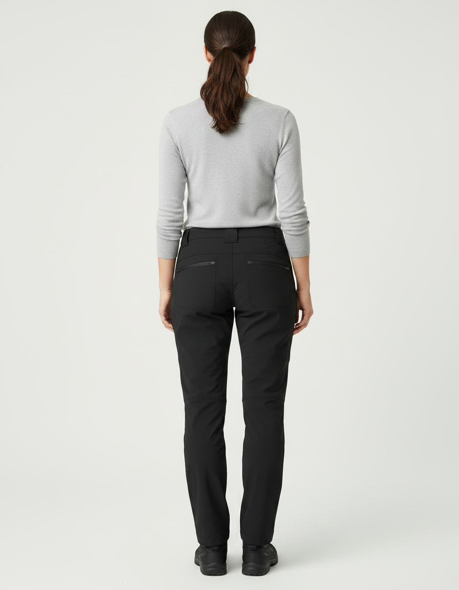 Pantalon Randonnée Noir Femme Droit Multipoches Robuste - Polyester - vue 2