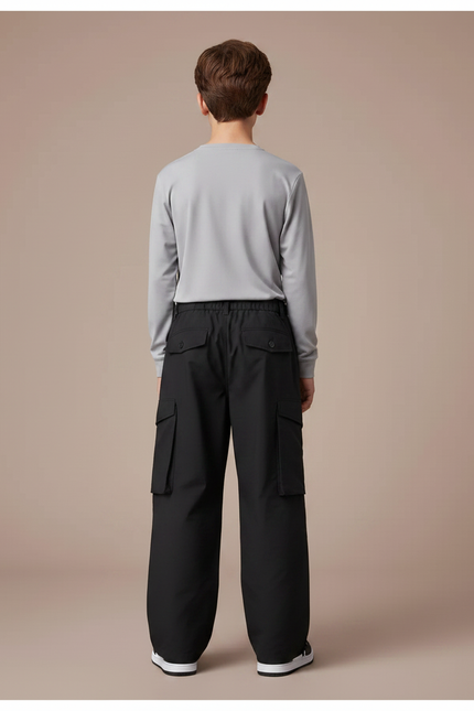 Pantalon Randonnée Noir Cargo Ample Enfant Coton - vue 2