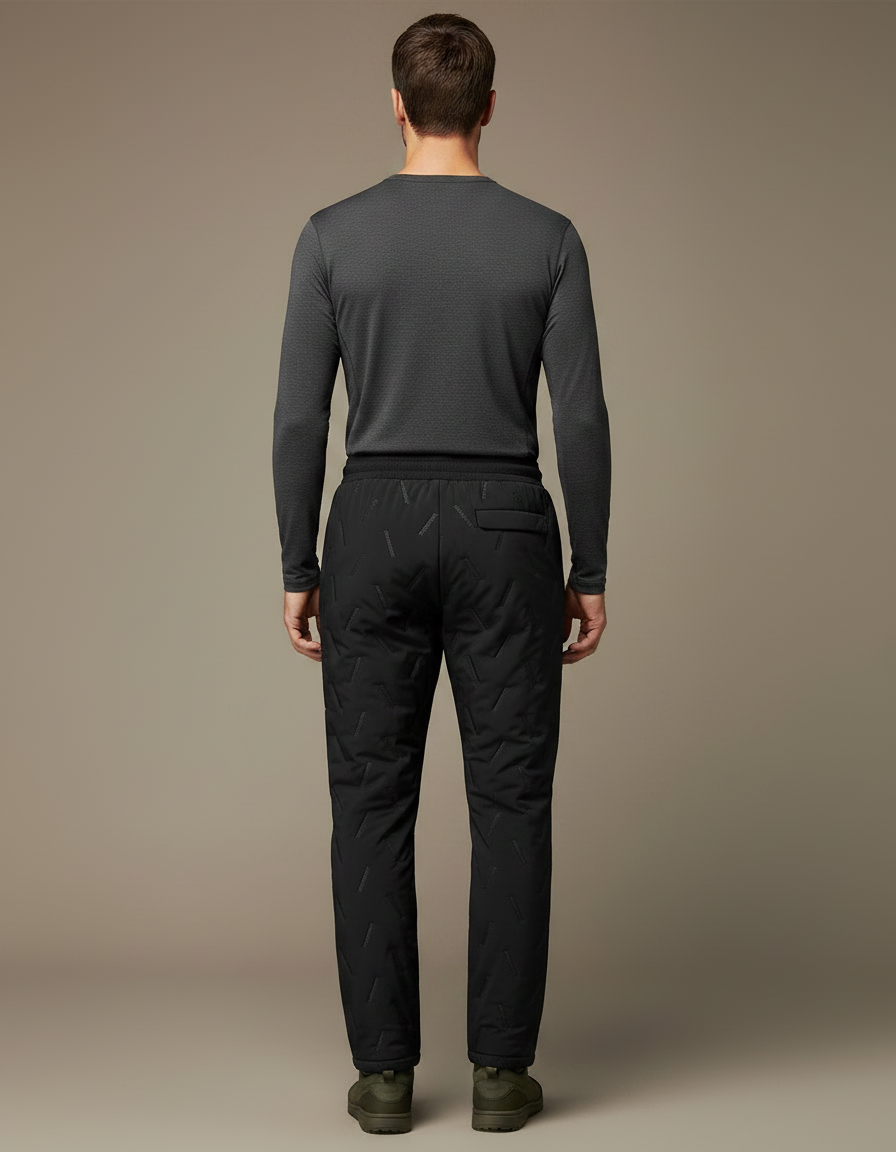 Pantalon Randonnée Matelassé Noir Motif Géométrique Hiver - Polyester - vue 2