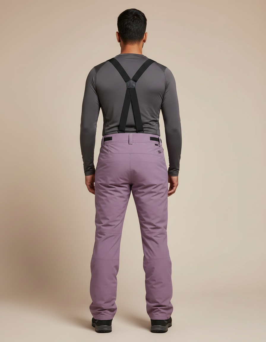 Pantalon Randonnée Violet Imperméable Bretelles Ski Homme - Polyester - vue 2
