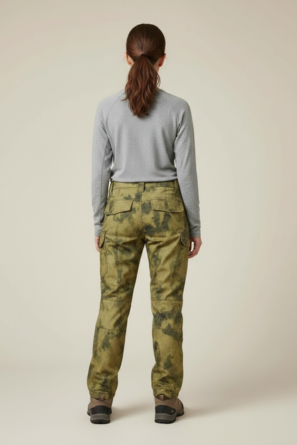 Pantalon Randonnée Camouflage Vert Cargo Femme Épais - Toile - vue 2