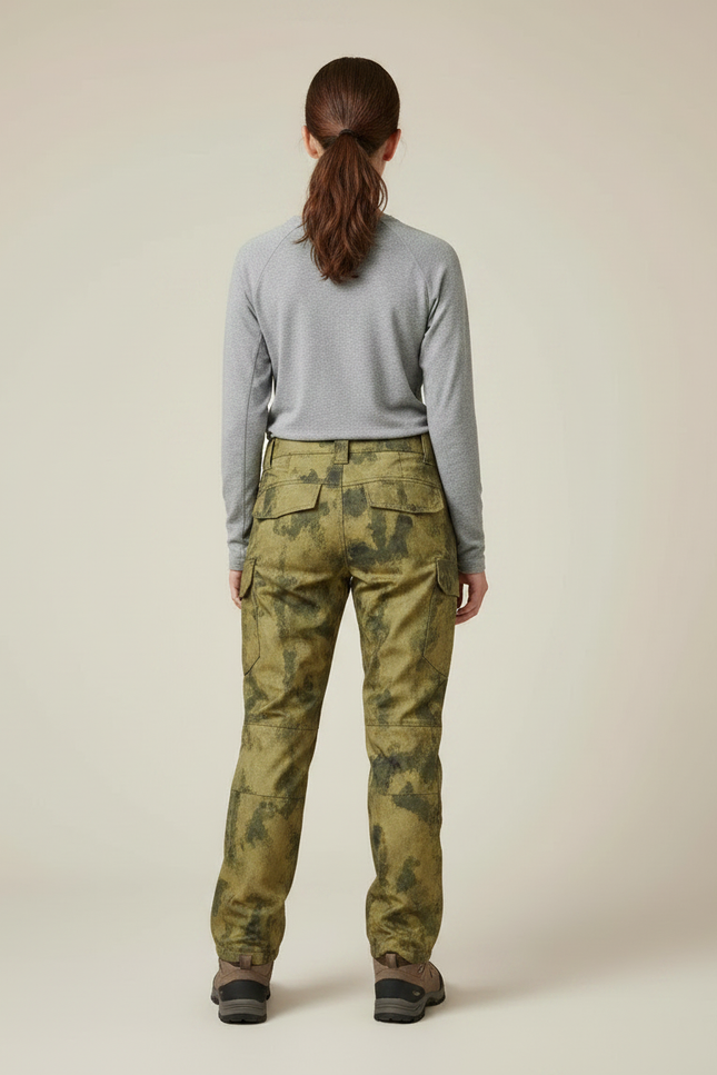 Pantalon Randonnée Camouflage Vert Cargo Femme Épais - Toile - vue 2